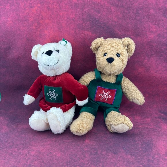 VTG HALLMARK KISSING BEARS PLUSH MISTLETOE LOVE HOLIDAY 2000, MAGNETIC, 9 " - Picture 4 of 10